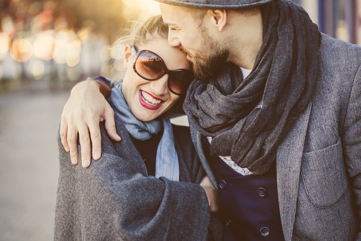 Happy young couple outdoors