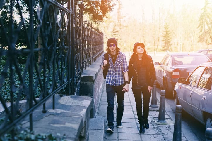 Heavy metal couple outside