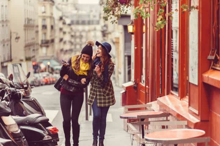 Happy women on a vacation in Paris