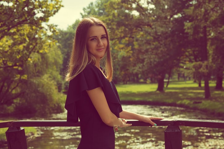 Girl posing outdoors.