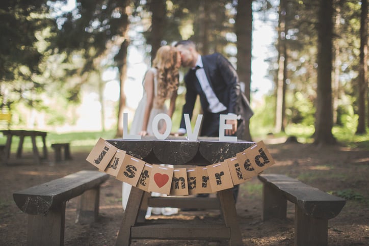 Newlyweds in nature