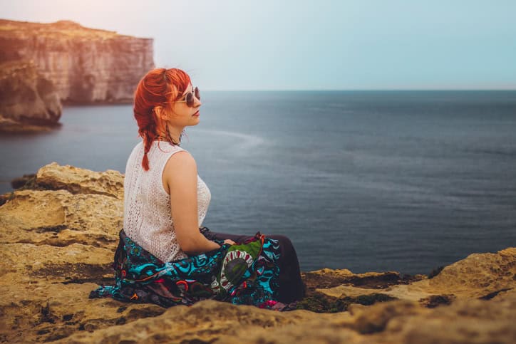 young woman outdoors sea vacation