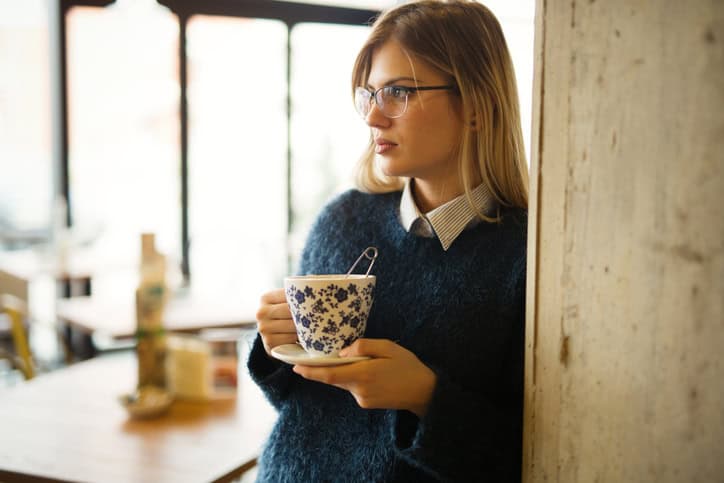young woman serious thinking