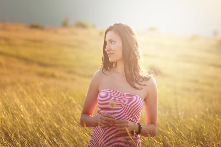 young woman in vintage colored nature