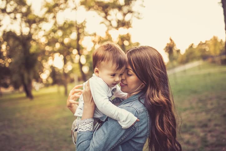 Mother and son in nature