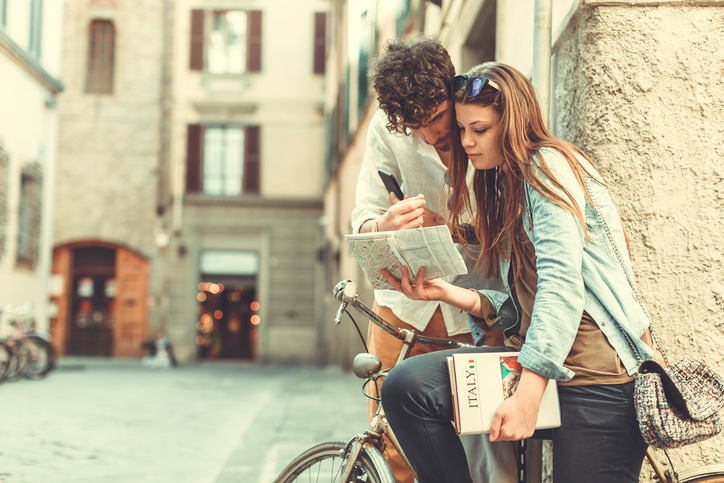 Tourists with guide of Italy.
