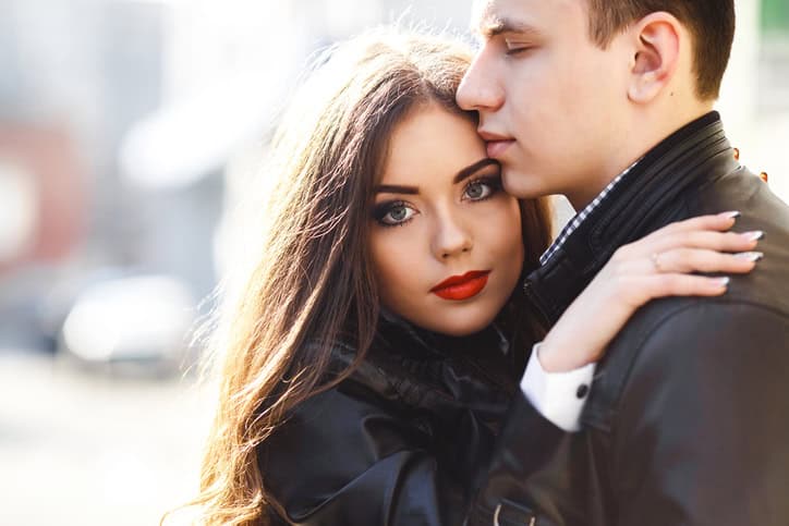 beautiful young couple tenderly embracing each other