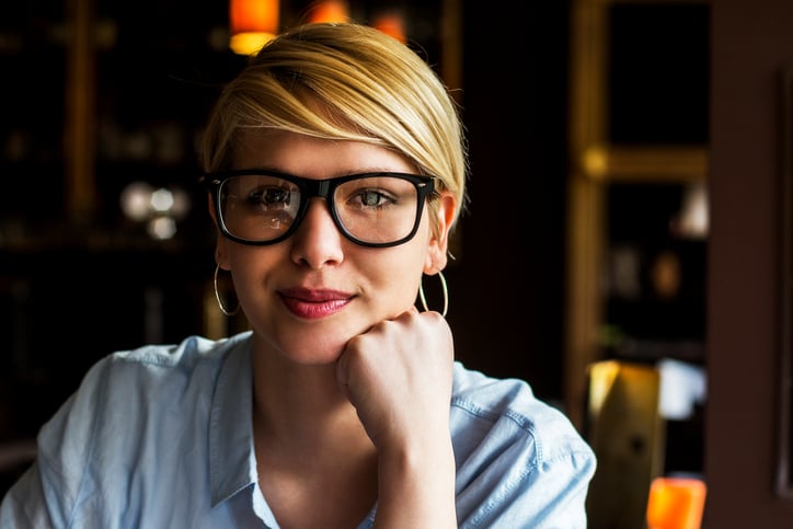 Portrait of business young woman with glasses