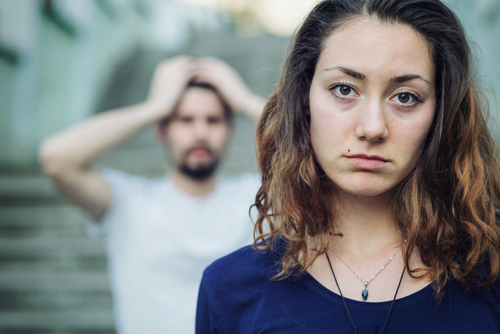Couple having fight and the girl is crying