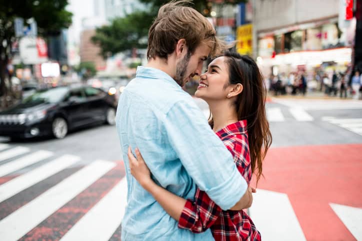 lovers travel together in Tokyo