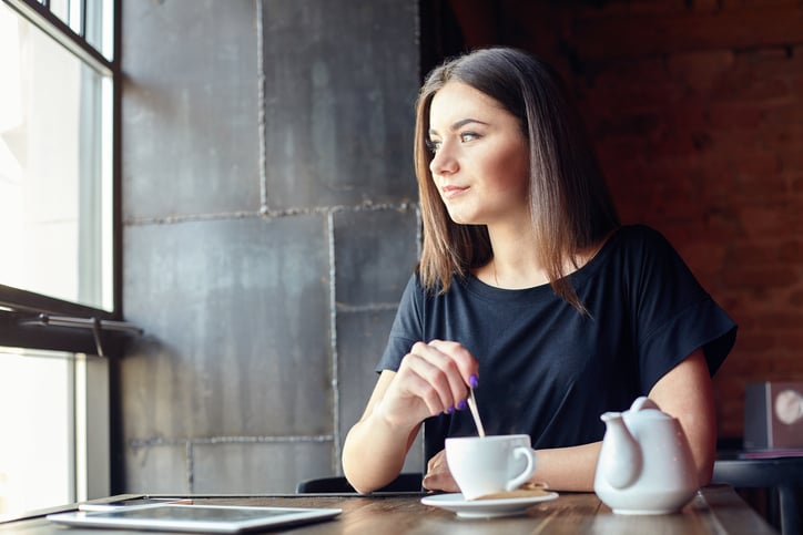 young woman cafe