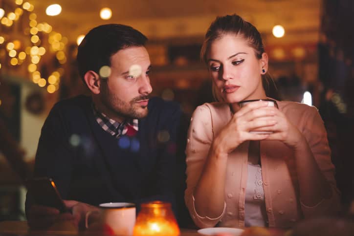 Sad couple having a conflict