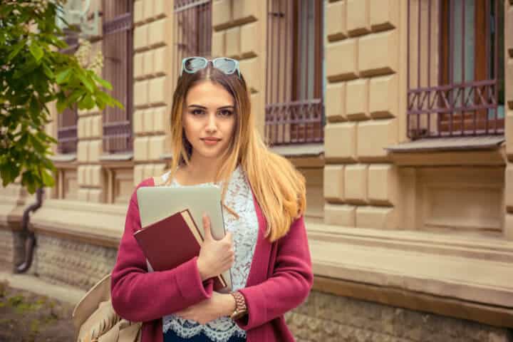 Happy female student.