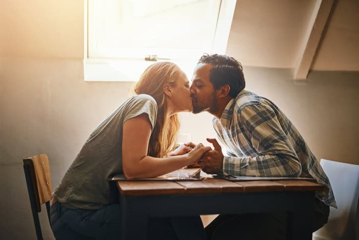 Shot of a young couple spending time together at a cafe
