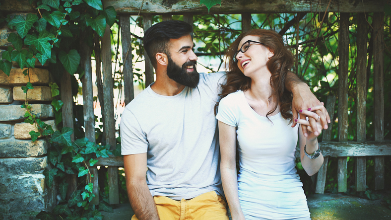 Couple on a romantic walk.