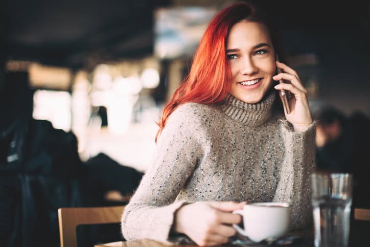 Red haired girl coffee