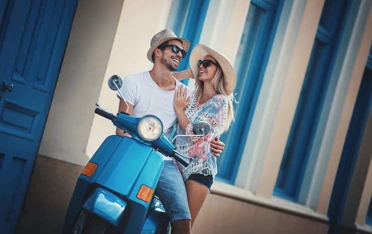 couple on a scooter