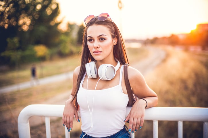 Outdoor beauty,Attractive brunette