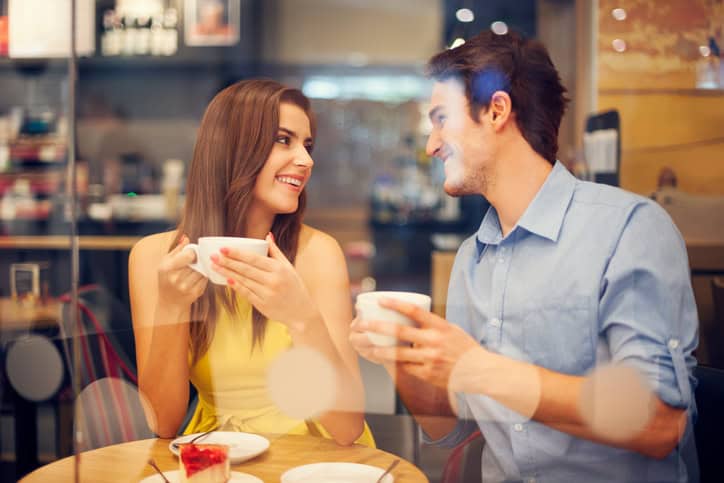 Two people in cafe enjoying the meeting
