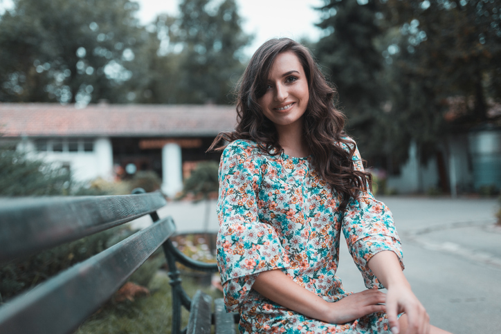 Young woman enjoying the day in the public park