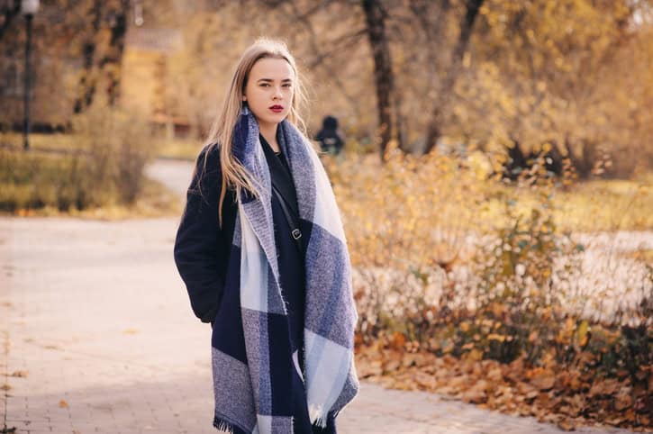 autumn outdoor casual portrait of young beautiful woman