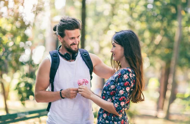 Romantic young couple having fun in the park.