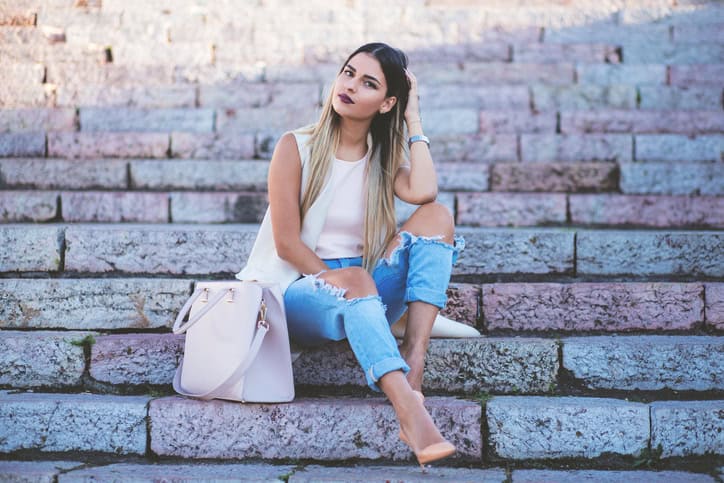 Sexy young stylish hipster woman posing
