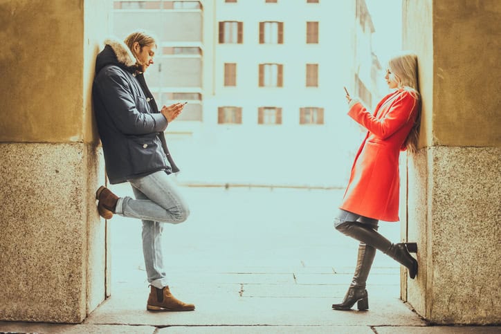Couple with cellphones