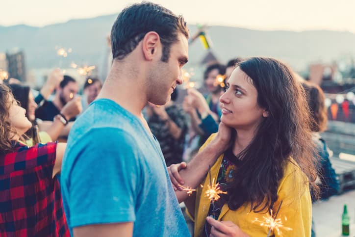 Young people celebrating New Year on rooftop party