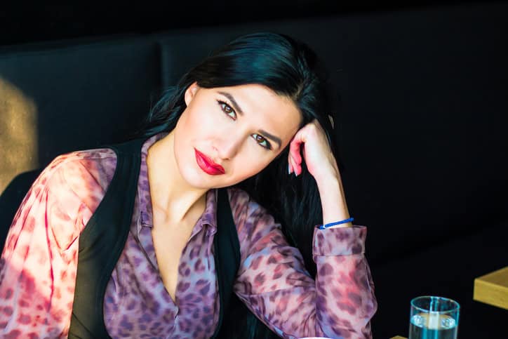 brunette sat alone