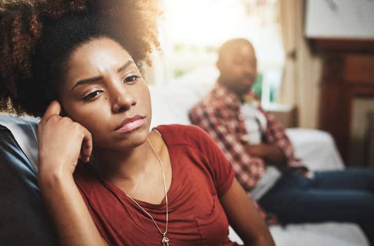 unhappy black couple