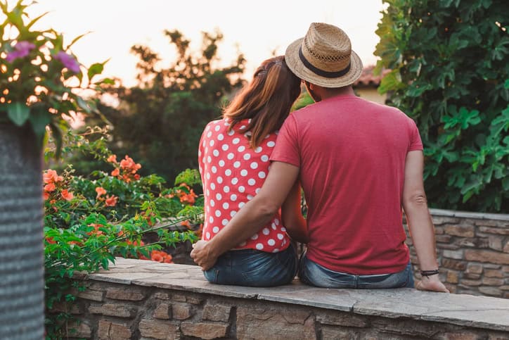 Young couple in love on the balcony