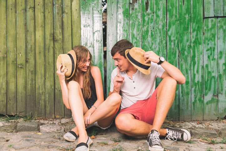 Couple in love having fun outdoors.