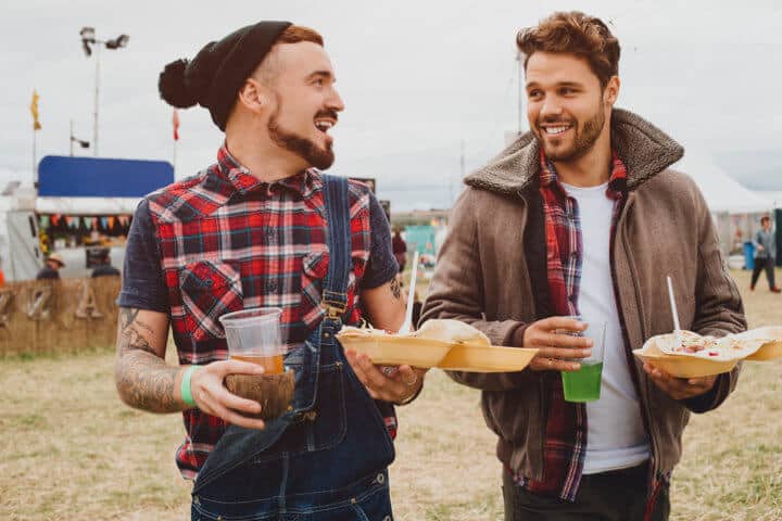 Two male friends enjoying an outing.