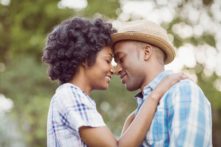 Man and woman in an embrace.