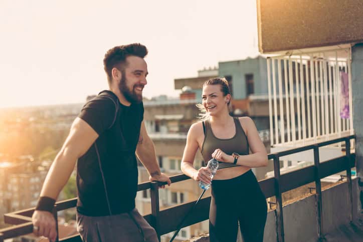 Couple on a workout break