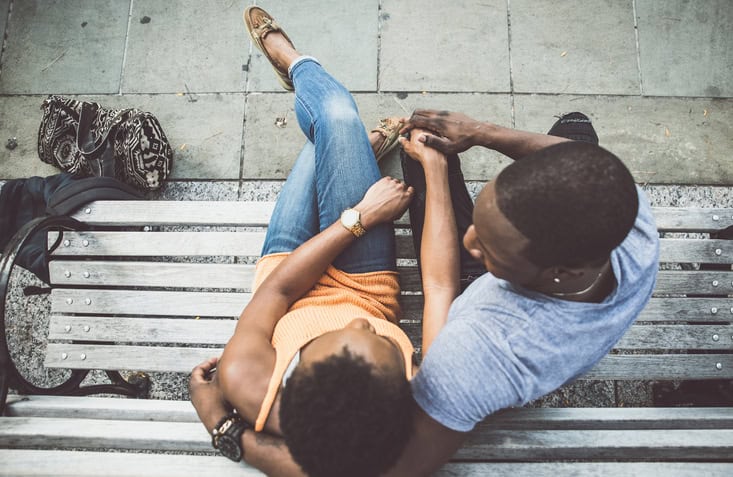 African american couple enjoying sunset