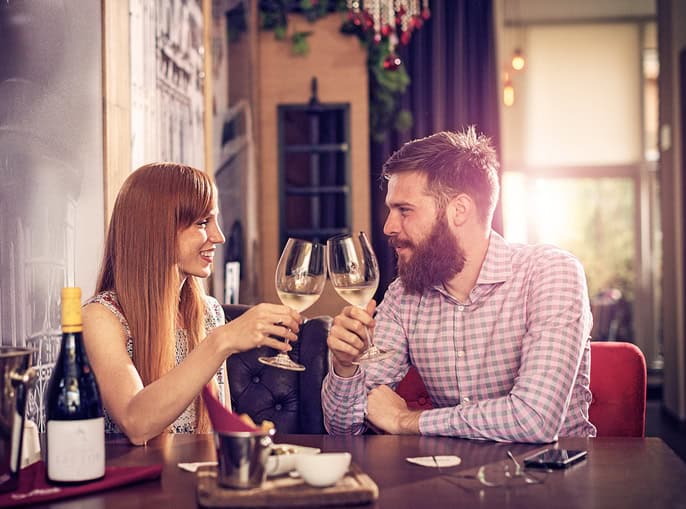 couple drinking wine date