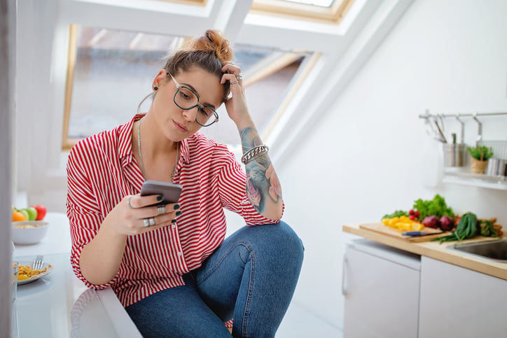app frustrated woman tattoos