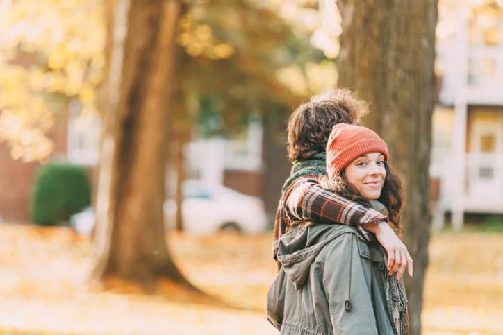 Young Canadian Heterosexual Couple Enjoying A Beautiful Autumn Day Outdoors