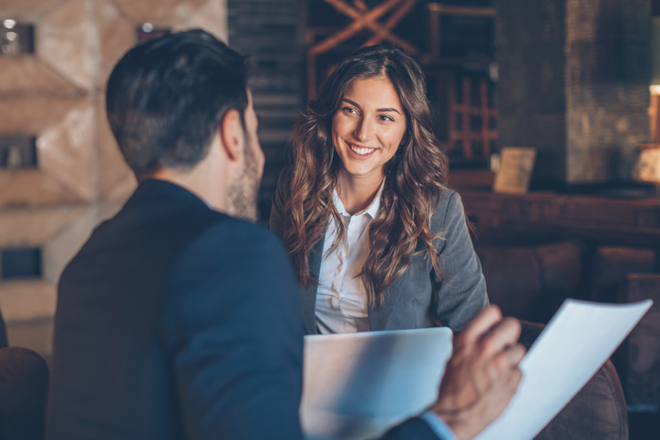Woman having a meeting with her boss.
