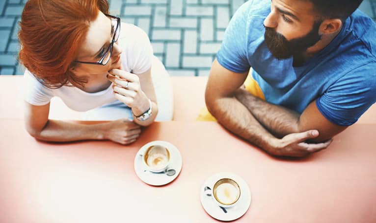 two people on a date with coffee