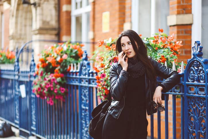 portrait of a young woman walking in London