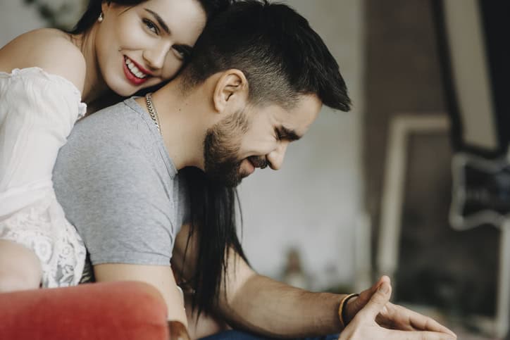 couple looking happy