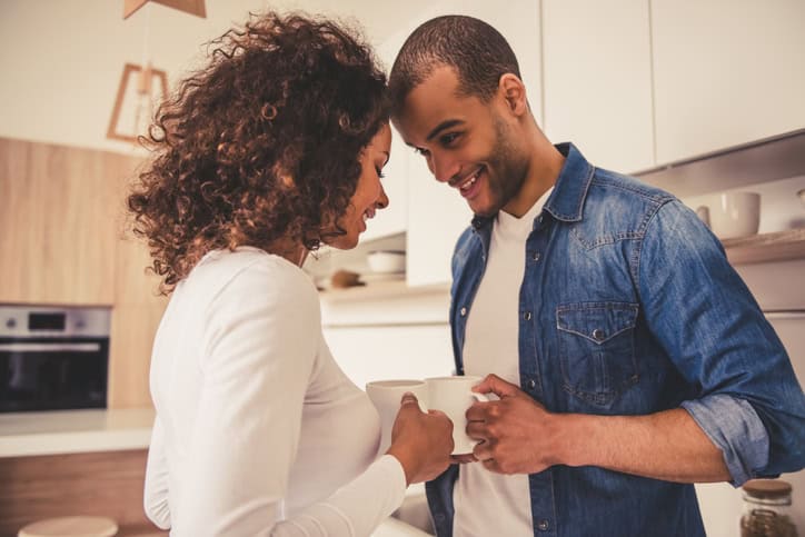 Afro American couple in kitchen