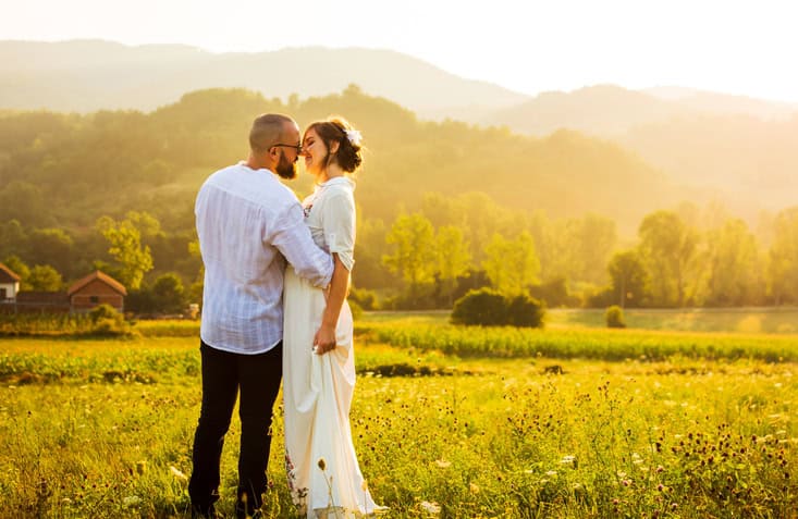 Man and wife on their wedding dat.