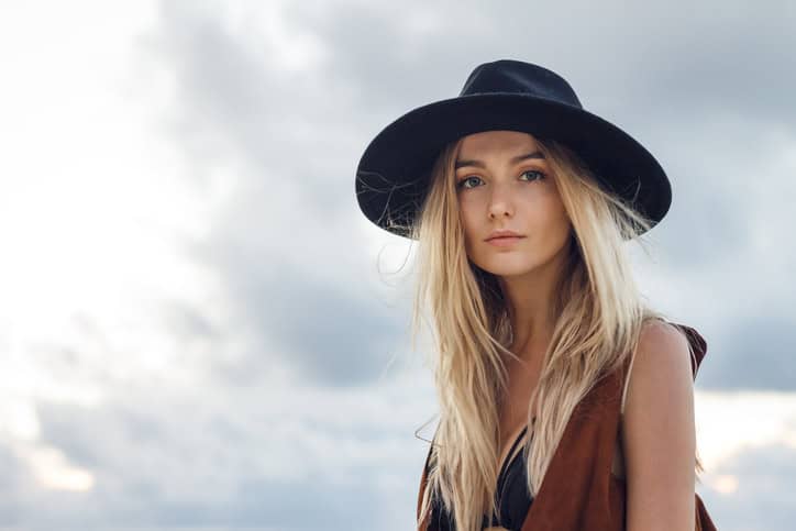 woman blonde hat
