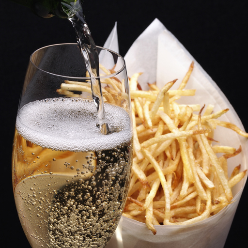 Champagne with french fries.