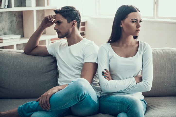 Frustrated young couple quarreled. Family quarrel.