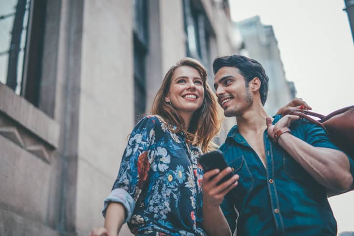 Modern couple in city